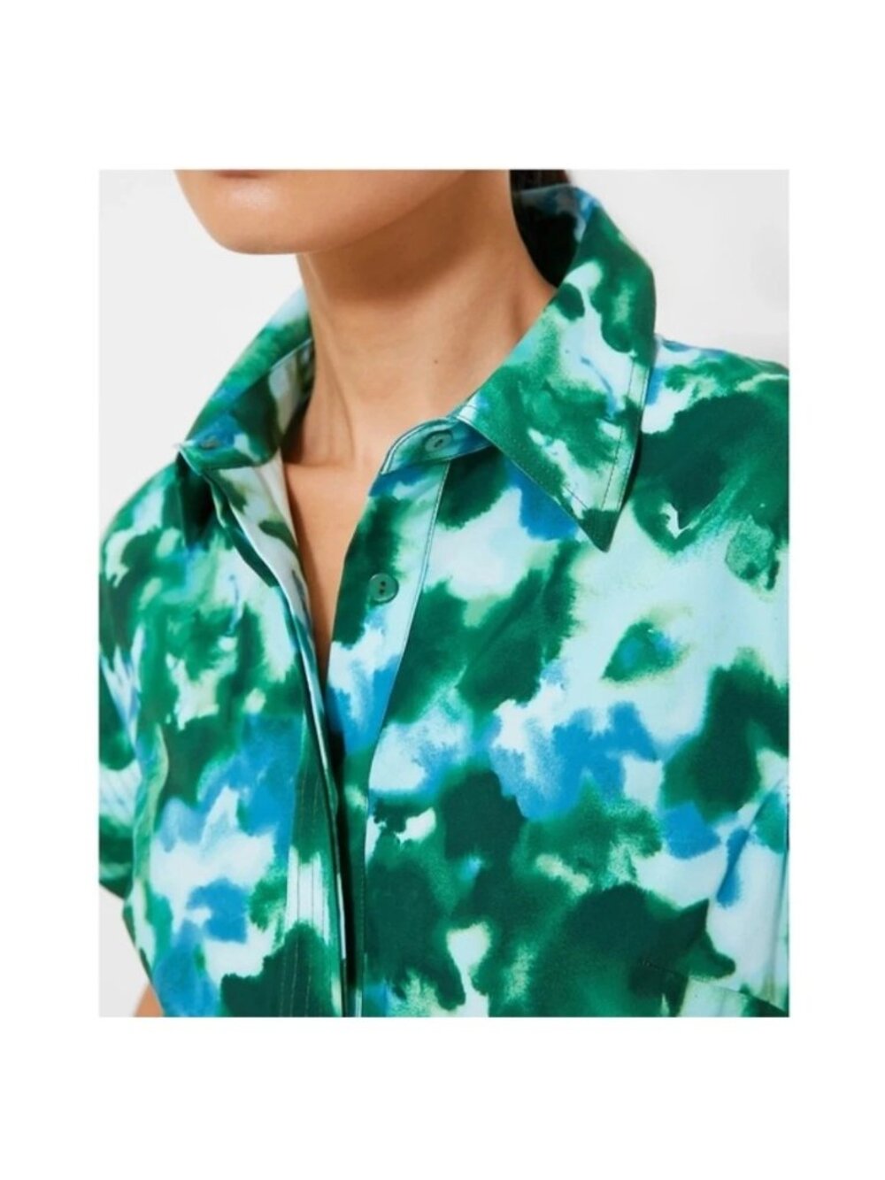 Tuckernuck Chloe Dress Women XXL Deep Lagoon Abstract Watercolor Belted Midi NWT - Picture 13 of 16